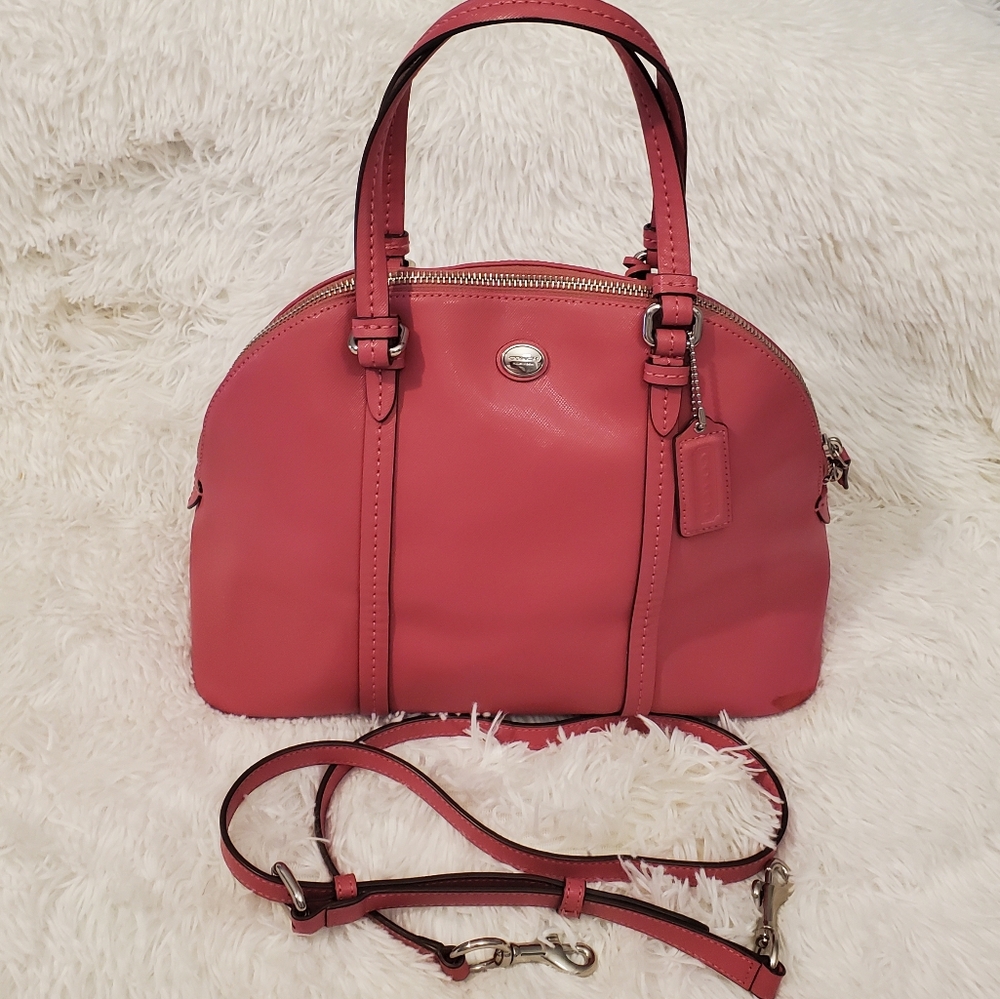 Coach Leather Cora Pink Dome Satchel 2-Way Bag